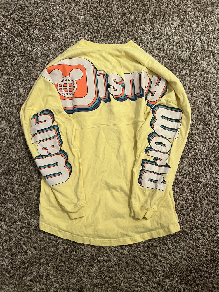 Disney Parks Walt Disney World Retro Logo Yellow Spirit Jersey Adult Size Medium