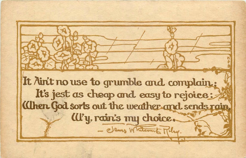 c1910 Arts & Crafts no use to grumble saying artist impression Postcard 25-10412