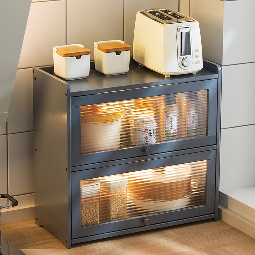 Modern 2-Tier Storage Cabinet for Kitchen, Bedroom, or Countertop Organization