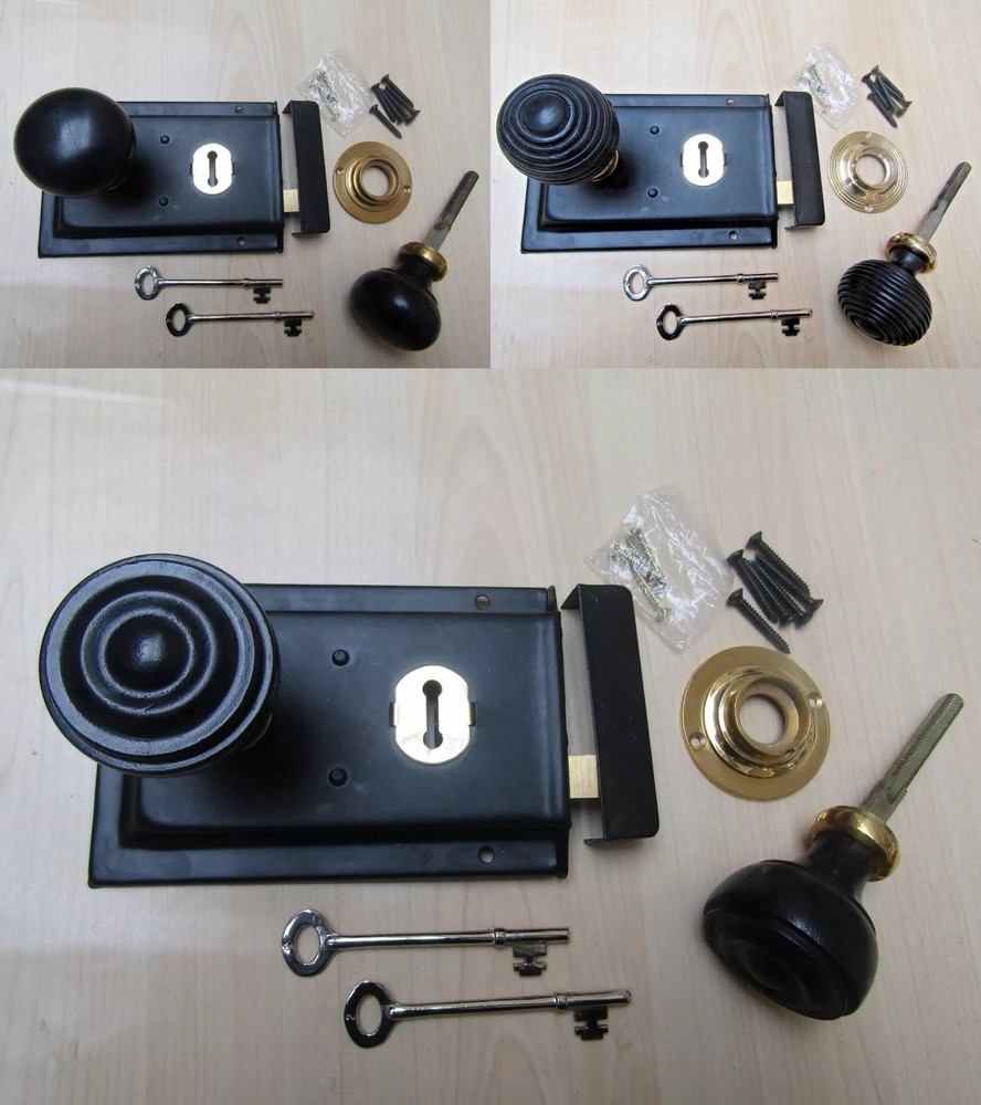 Traditional retro Door handles Rim lock & Victorian rim knob set Old style door