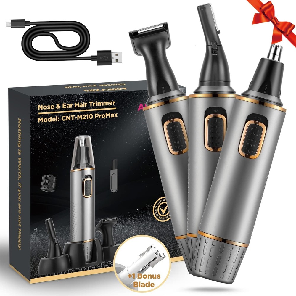 3-in-1 Rechargeable Nose Ear Beard Trimmer Painless Wet Dry Dual Blades