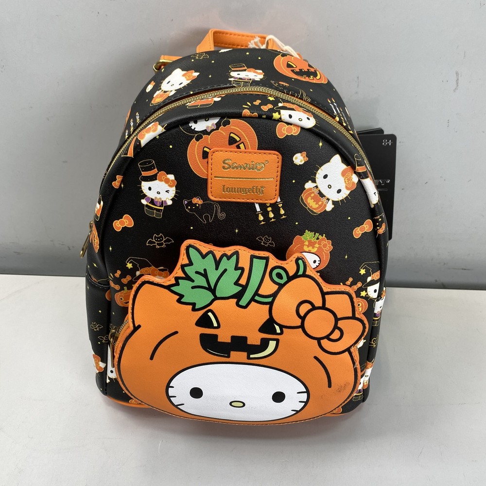 Loungefly Sanrio Hello Kitty Pumpkin Mini Backpack Spooky Cute Design