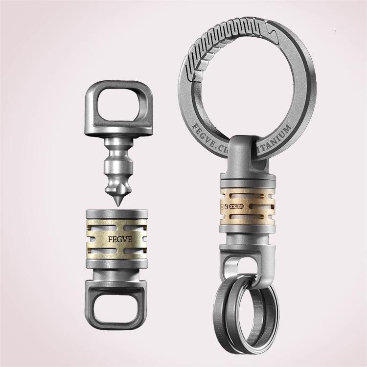 Titanium Brass Quick Release Swivel Keychain Round Carabiner Clip Key Chain Ring