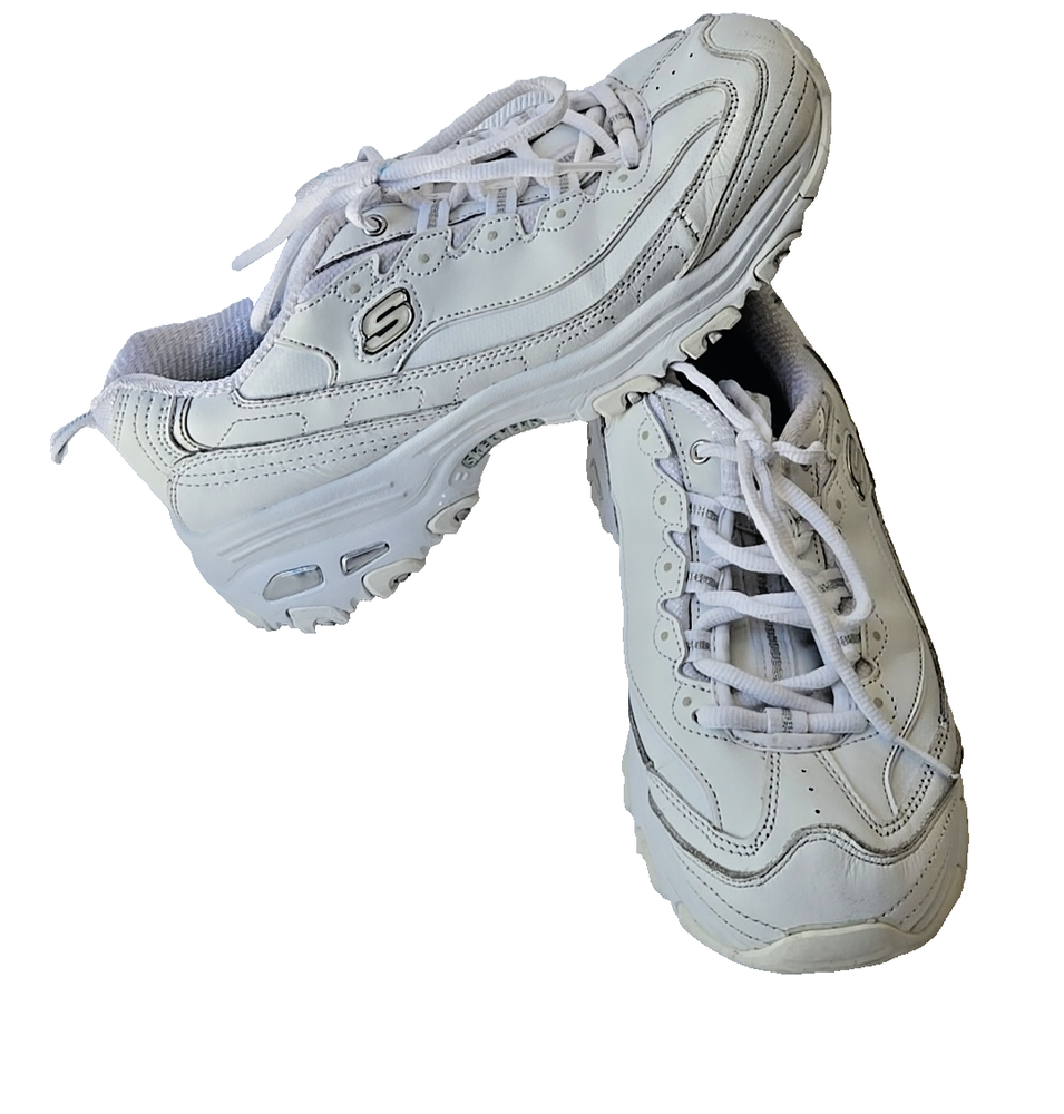 Skechers D'Lites Women’s 8.5 Sneakers White Memory Foam Lace Up Athletic Shoes
