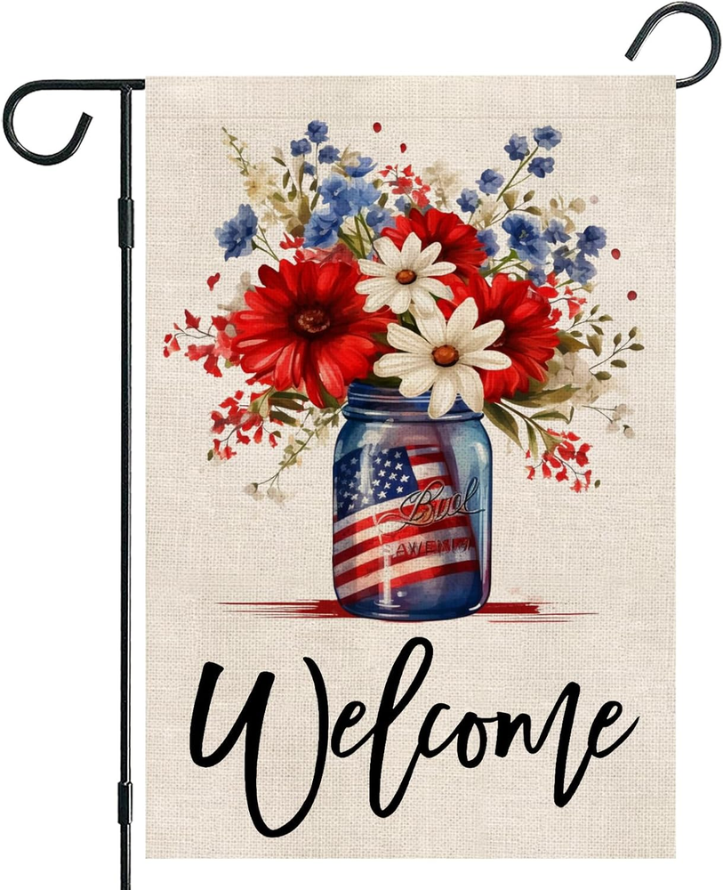 4Th of July Patriotic Flowers Garden Flag 12