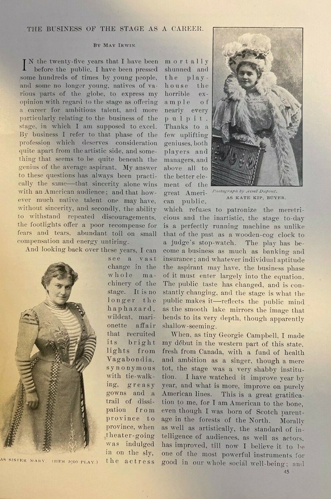 1900 Theater Business of a Stage Manager by May Irwin