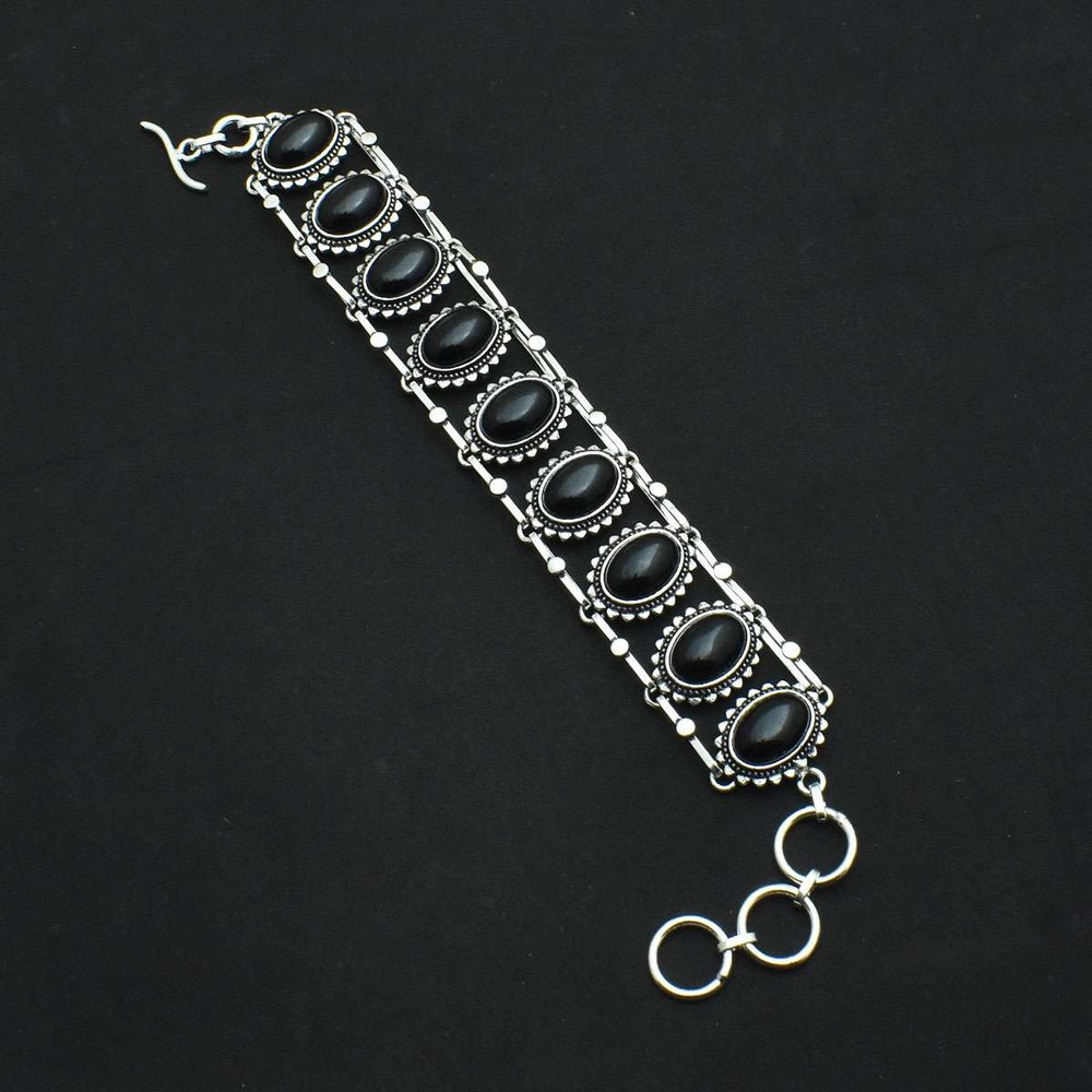 Stylish Black Onyx Gemstone Handmade Bracelet for Valentine’s Day Gift 51 Gms AB 68367