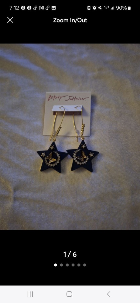 BETSEY JOHNSON HEAVENLY CREATURES GOLD TONE BLUE RESIN STAR DROP EARRINGS
