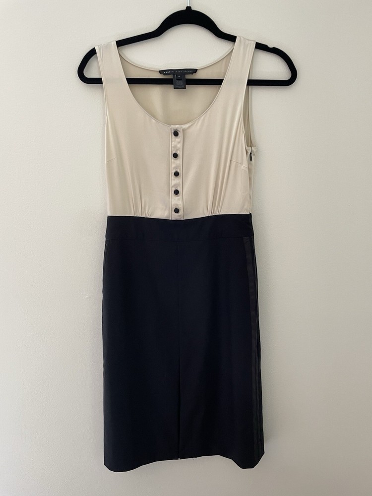 Marc by Marc Jacobs silk and wool A-Line Cocktail dress size 2 ivory and black