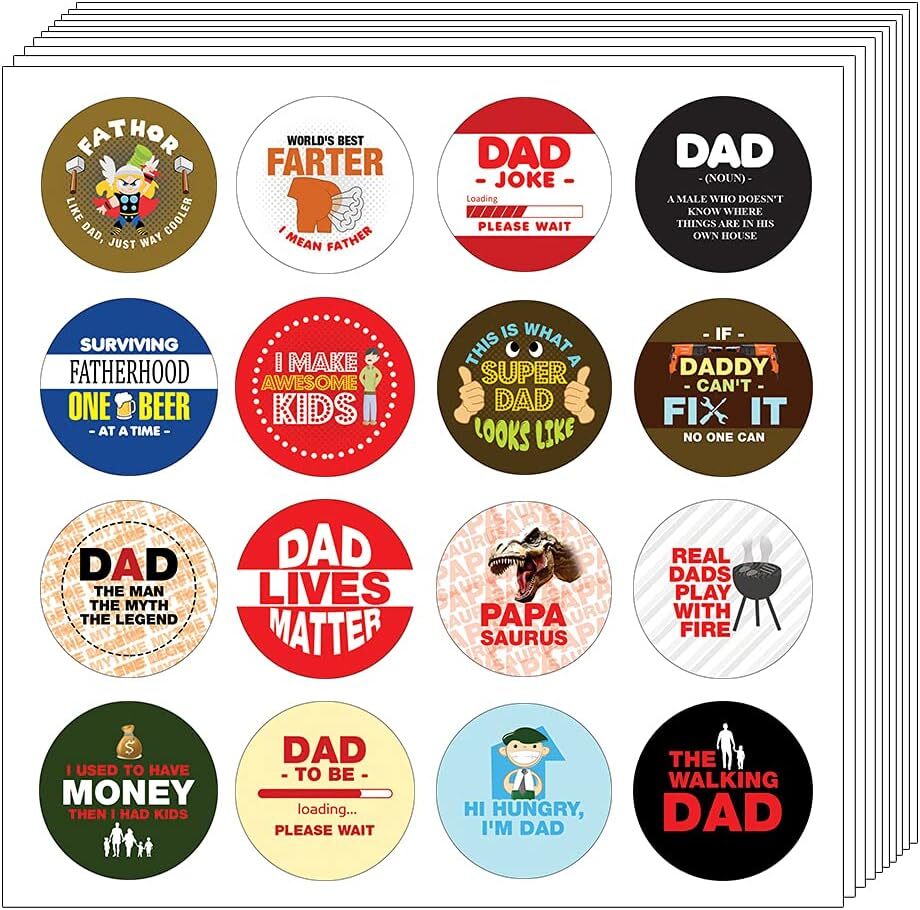 Funny Dad Quotes Sticker Collection – 10 Sets with 16 Unique Designs Each
