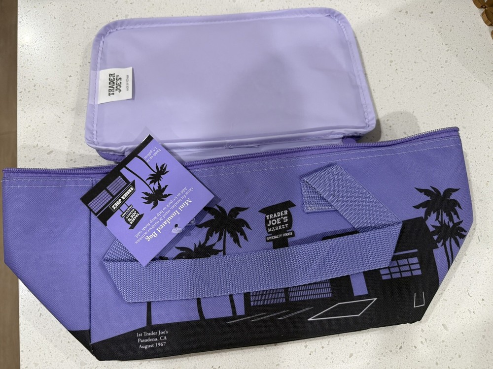 NWT Trader Joe's LAVENDER Mini Insulated Cooler Tote Lunch Bag