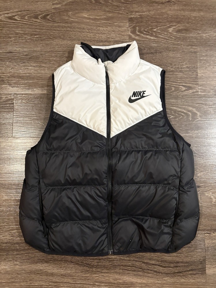 Nike Men’s Down Fill Windrunner White/Black Puffer Vest Size L