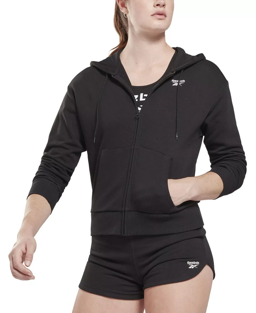 Reebok Women's Sweatshirt Sz S French Terry Zip-Front Hoodie