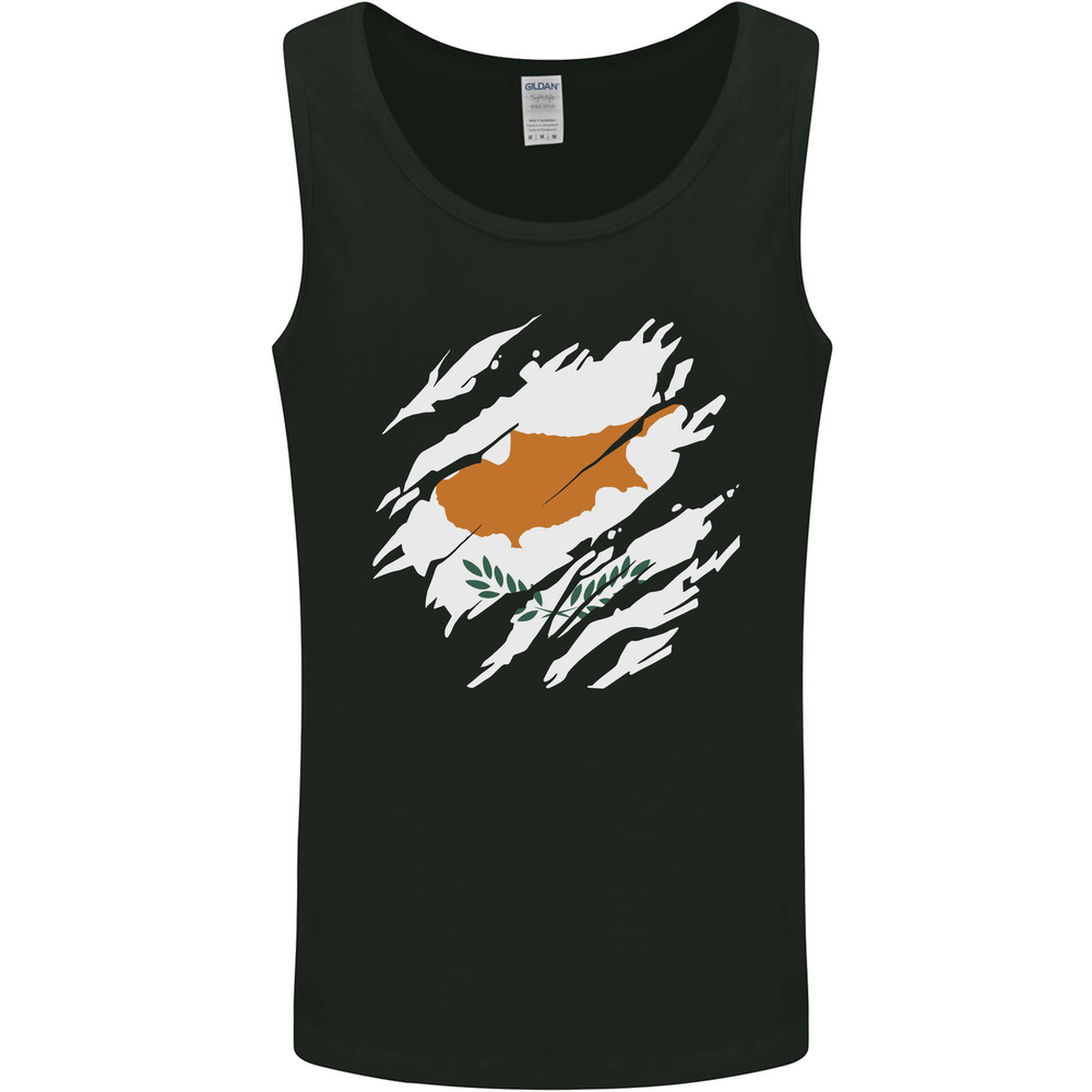 Torn Cyprus Flag Cypriot Day Football Mens Vest Tank Top