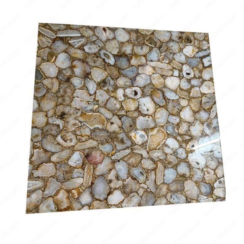 30x30 Agate Stone Coffee Table with Natural Slab Top for Kitchen or Living Room