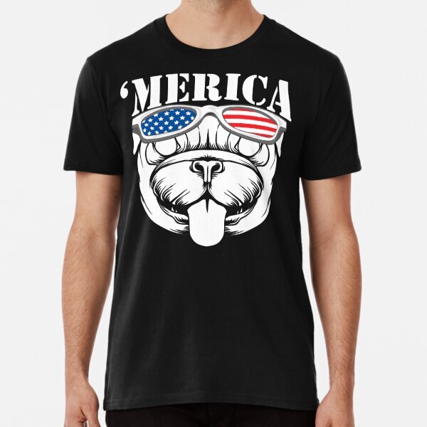 4th Of July Pug Merica Cool Design Gift For Unisex T-Shirt S-5XL