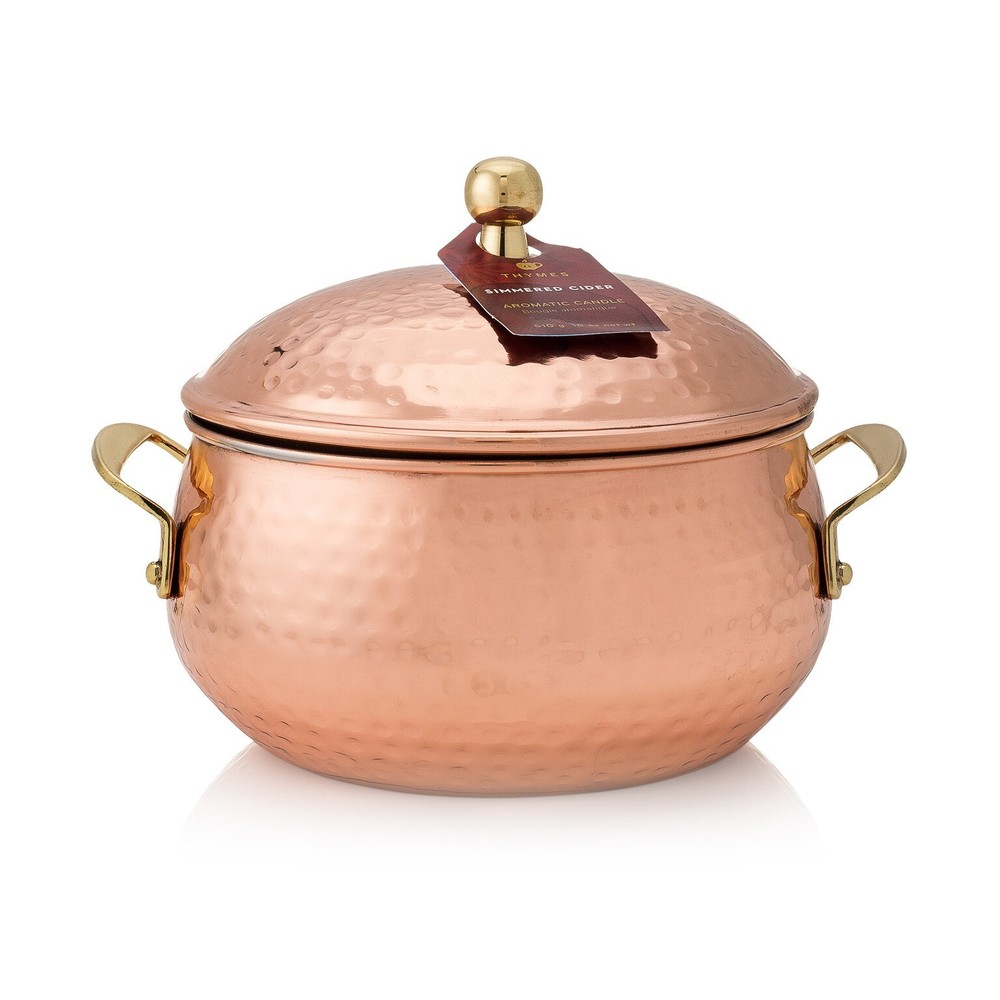 Thymes Simmered Cider Poured Candle Tin with copper Lid 18 oz
