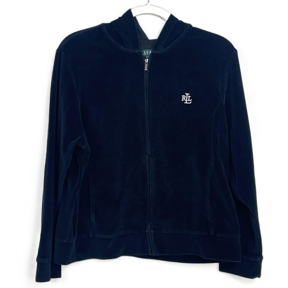 Ralph Lauren Black Zip Up Track Suit Jacket Women's Large