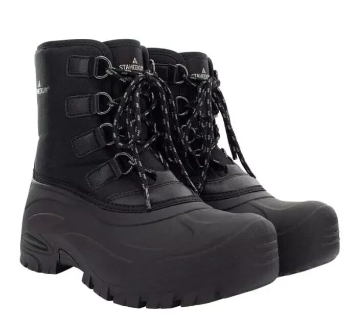 Staheekum Mens Insulated Winter Snow Boots Size 10 Black Waterproof Warm