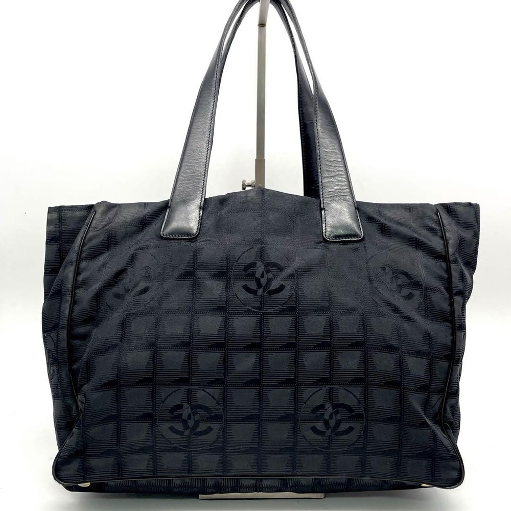 Chanel Nylon Travel Tote Bag MM Black A4 Size New Line