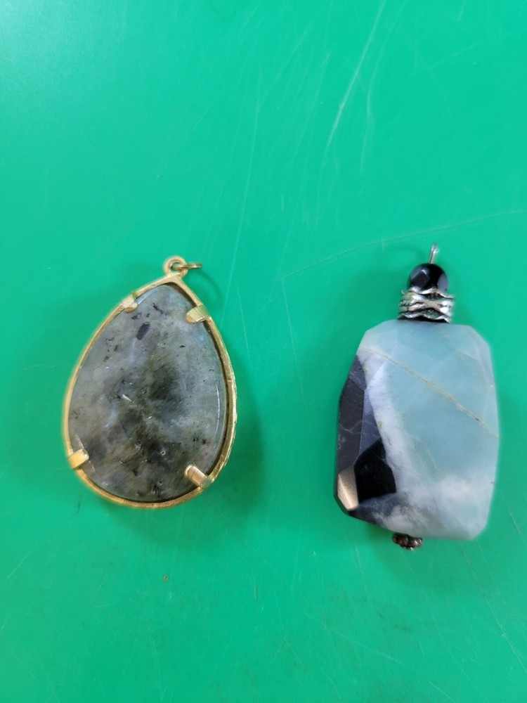 Polished Green Stone Pendants 1.25