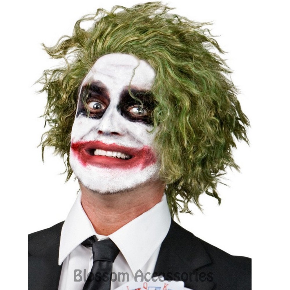 W388 The Joker Green Batman The Dark Knight Fancy Dress Costume Party Mens Wig