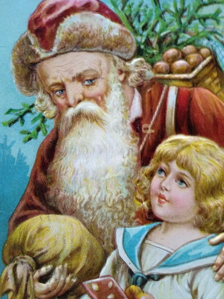 Santa Claus Christmas Postcard Old World Otto Schloss 842 Original Embossed