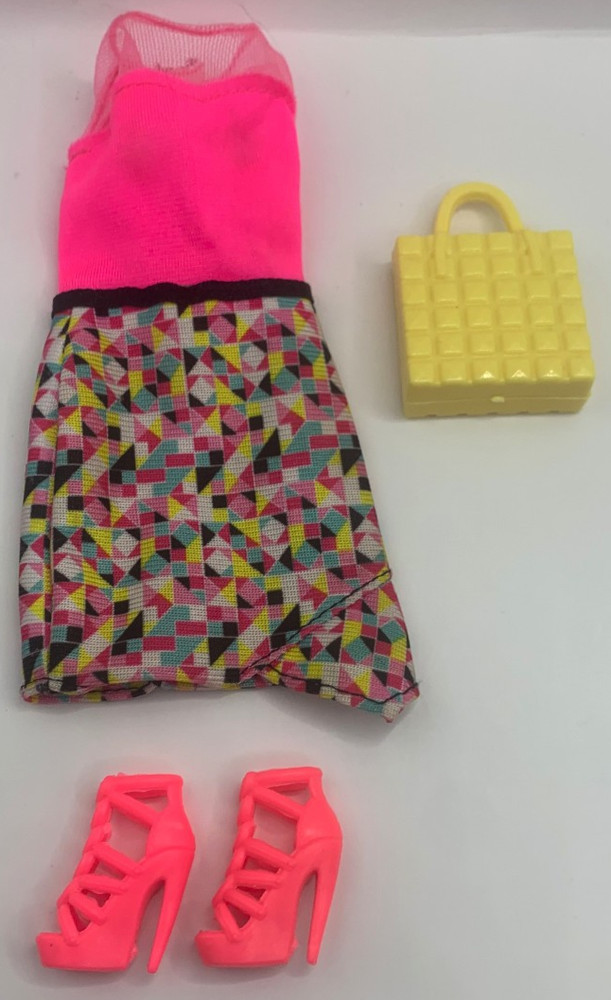 Modern Barbie Doll Fashionistas Outfit Fashions Patterned Dress Clothes Shoes