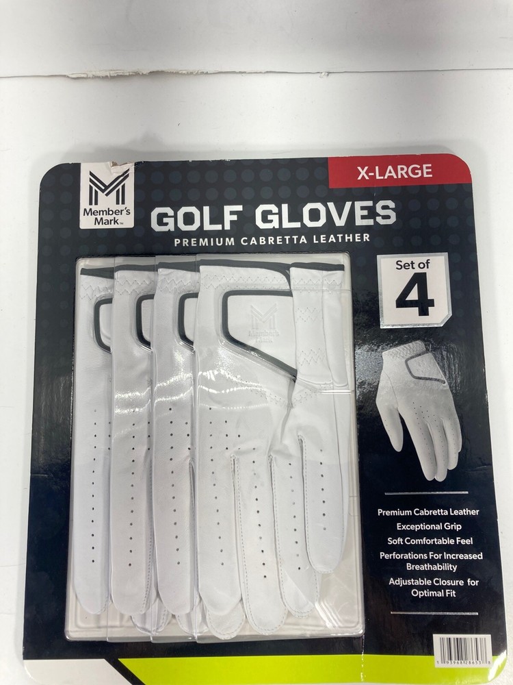 Premium White Cabretta Leather Golf Gloves Set of 4 for Men, Left Hand, XL Size-image