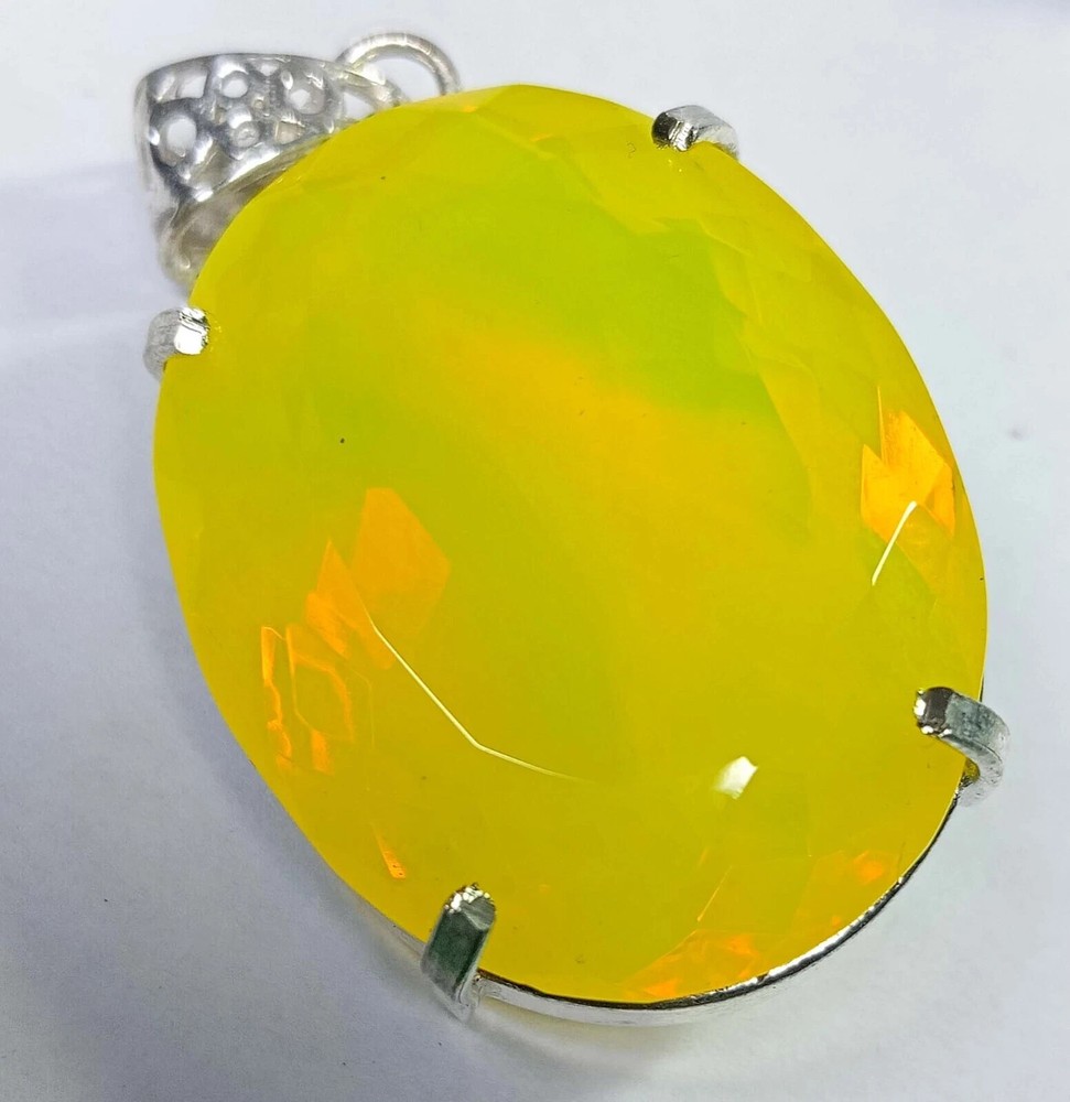 Neon Yellow Opal Pendant Oval Cut 106-107 Ct Certified Natural Gemstone Locket