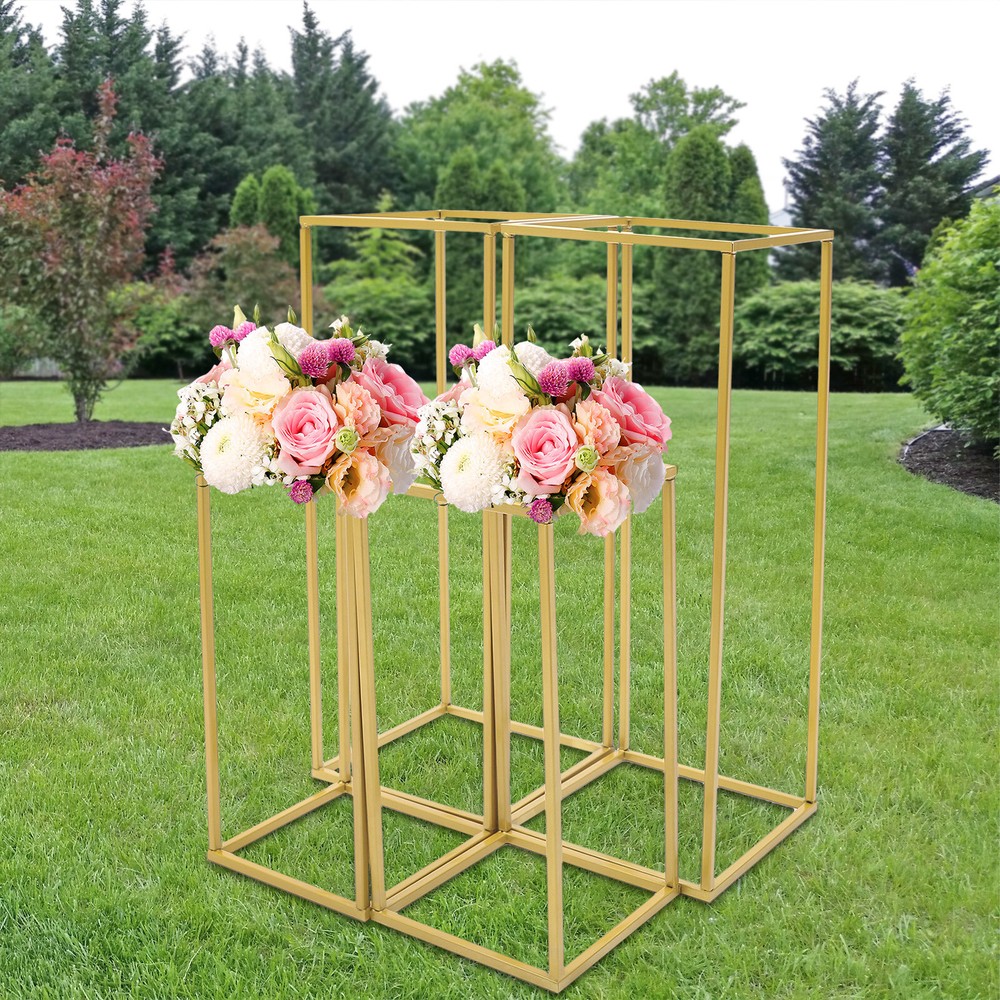 Gold Metal Column Flower Stand Wedding Party Backdrop Centerpiece Rack 4Pcs  US