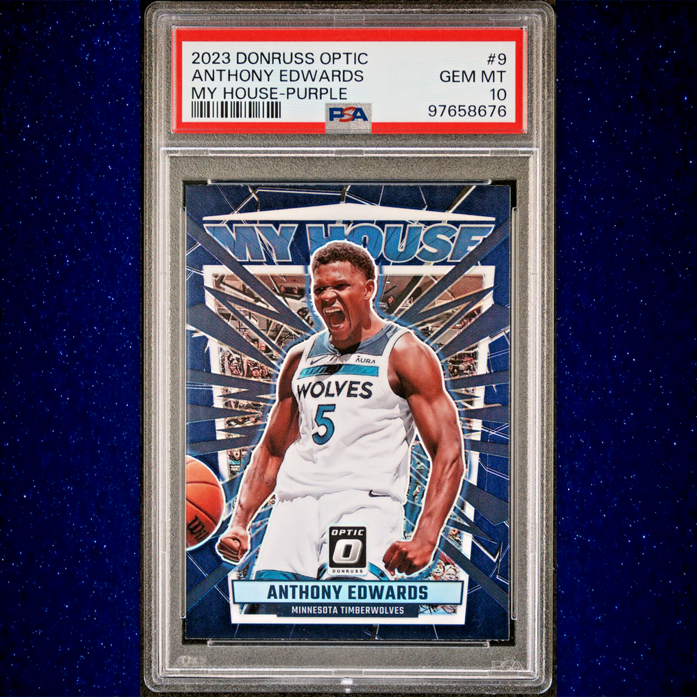 Anthony Edwards 2023 Panini Donruss Optic My House #9 Purple Prizm PSA 10