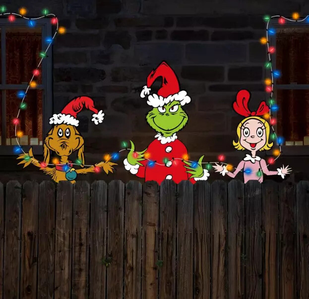 Christmas Fence Decorations Outdoor - 3Pcs Light up Christmas Yard DecorationsUS