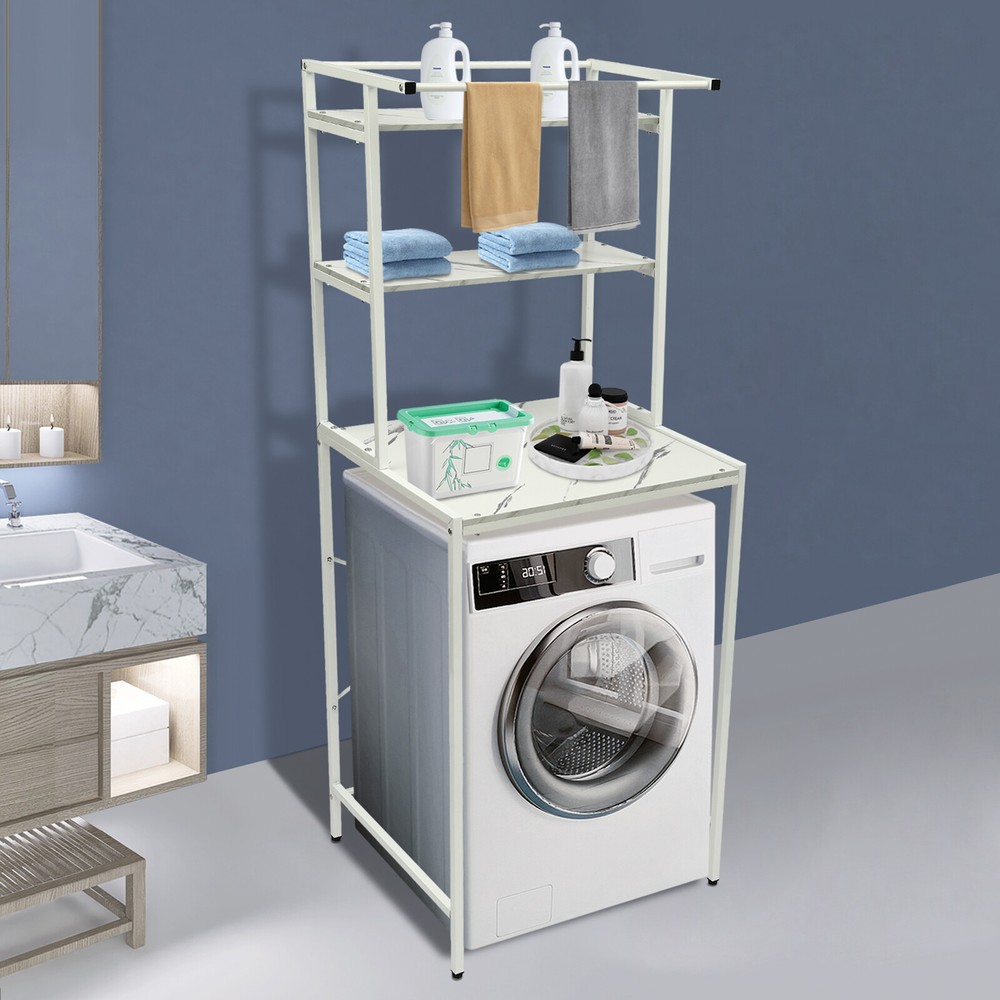 3 Tiers Washer & Dryer Storage Shelf Bathroom Space Saving Clothes Drying Rack