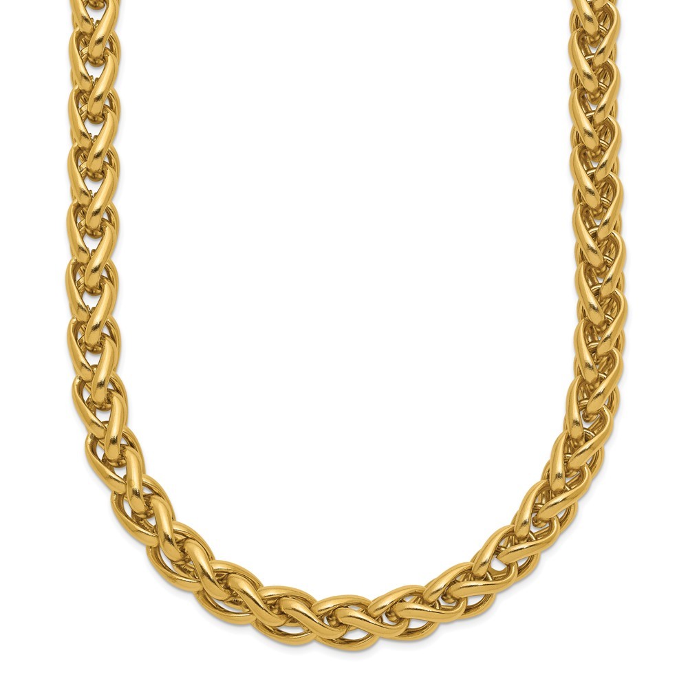 Stainless Steel Polished Yellow IP-plated Spiga 6mm Chain Necklace 24