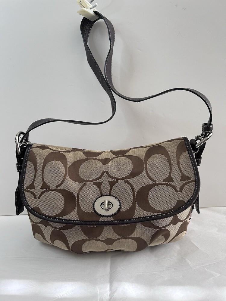 Coach Handbag/Shoulder Bag F15171 Brown Jacquard Leather