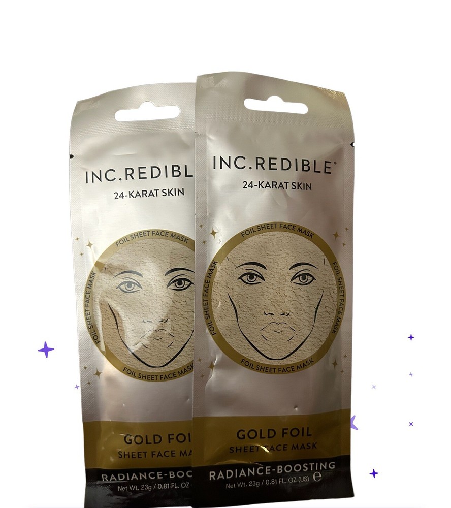24K Gold Foil Face Mask 2 Pack for Glowing Skin