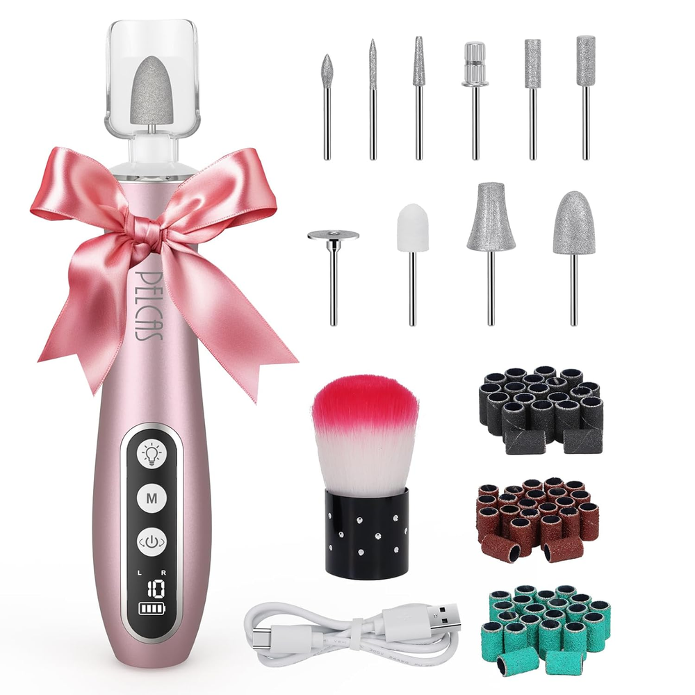 Electric Nail File 10 Speeds Cordless Nail Drill Kit with LED Light Professional