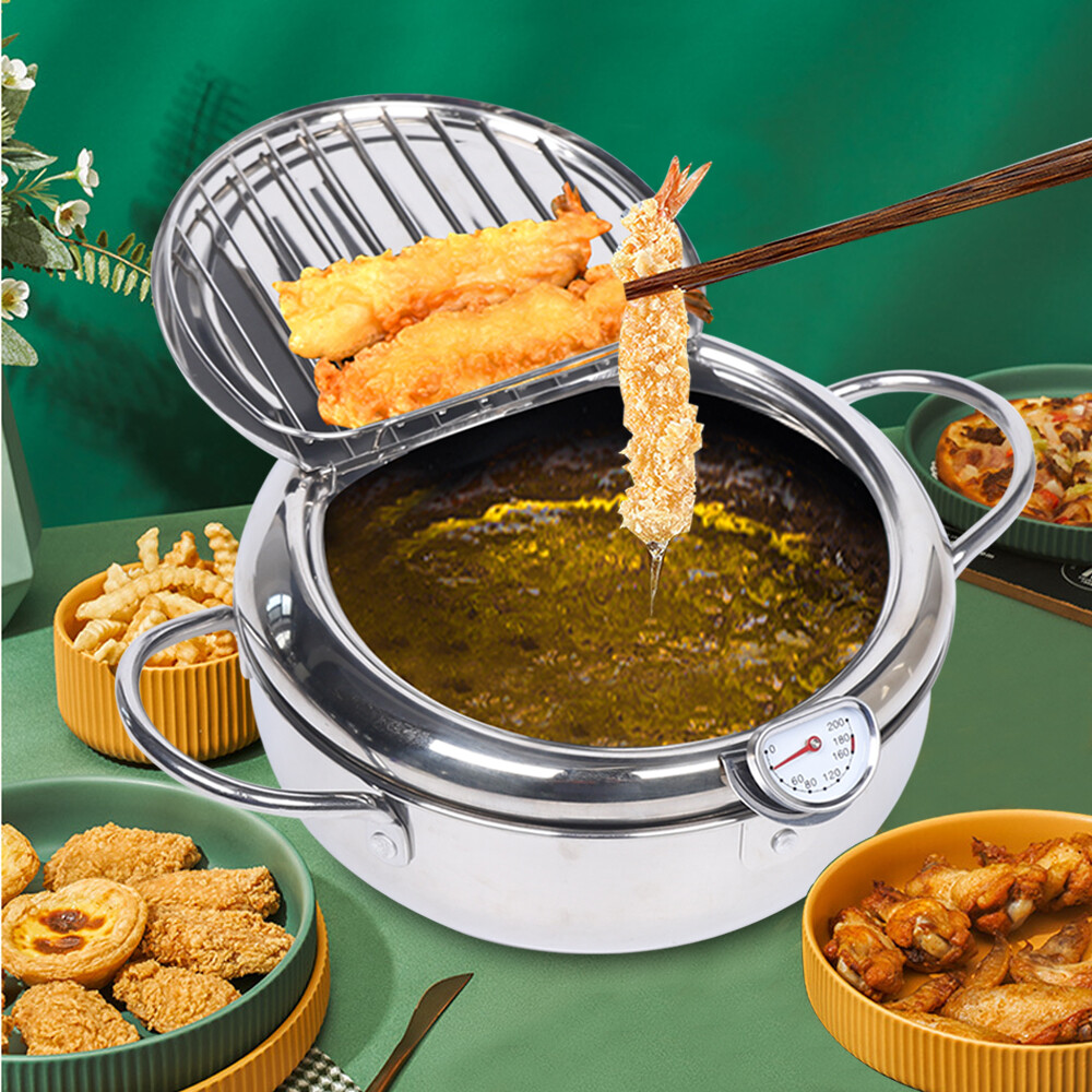 Stainless Steel Japanese Tempura Fryer Pan with Temperature Control