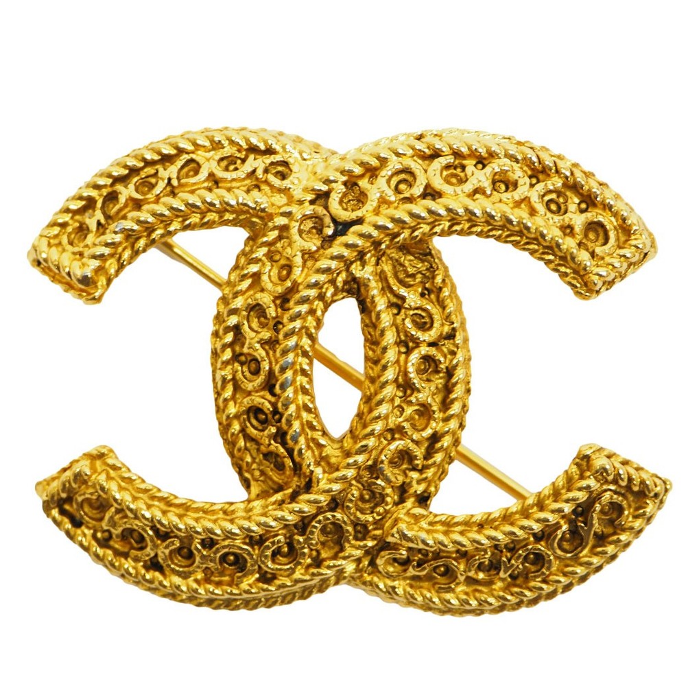 Chanel Vintage Coco Metal Chain Antique-Style Brooch Pin 311653