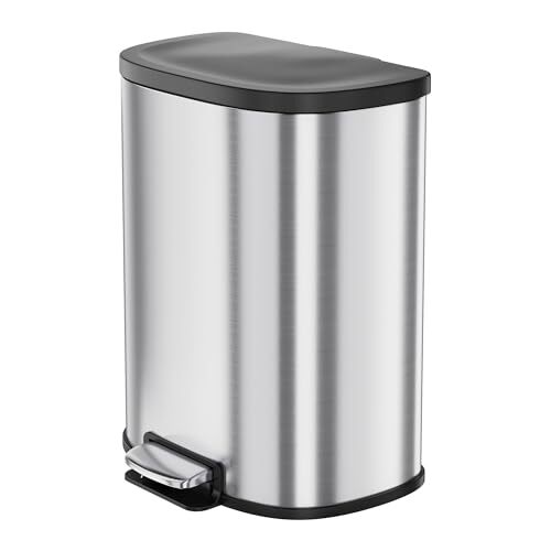 D Shape Kitchen Trash Can 50L/13.2 Gal,Smudge Resistant Step-On Garbage Can w...