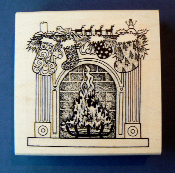 P21  Fireplace rubber stamp WM 3.25x3
