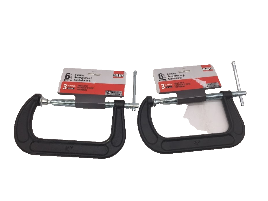 Bessey 6 in. Drop Forged C-Clamp with 3-1/2 in. Throat Depth Model CM60 (2 pack)