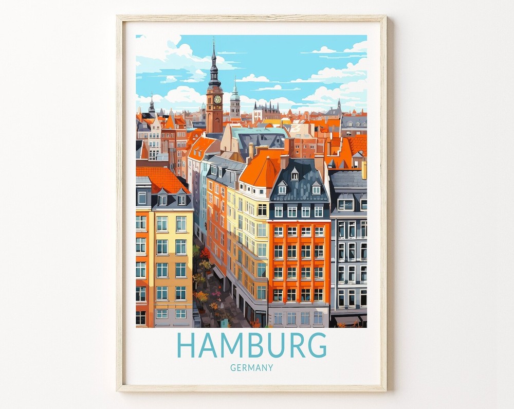 Hamburg Germany Travel Poster Wall Art Hamburg Germany Travel Poster Europe