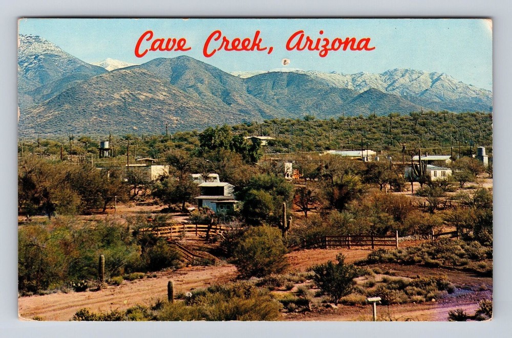 Cave Creek AZ-Arizona, Aerial View Of Town Area, Antique, Vintage Postcard