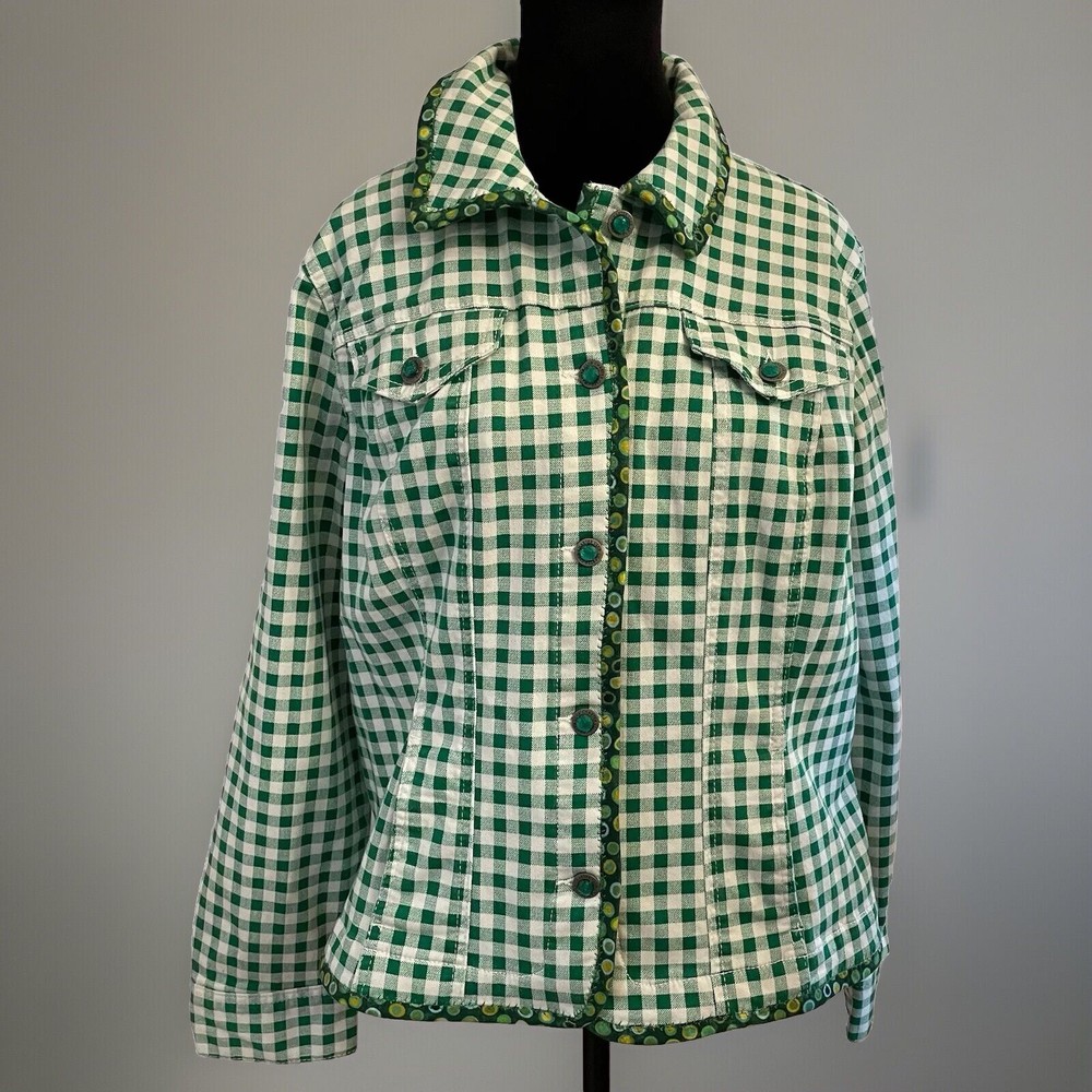 Charter Club Green Gingham Embroidered Jacket XL – Cottagecore Barncore