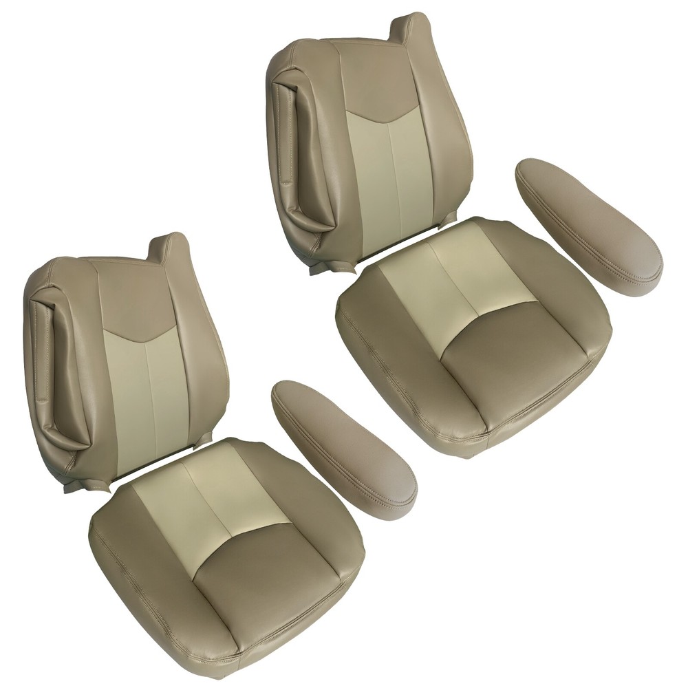 DRIVER & PASSENGER BOTTOM & TOP SEAT COVER TAN FOR 03-06 GMC YUKON SIERRA DENALI