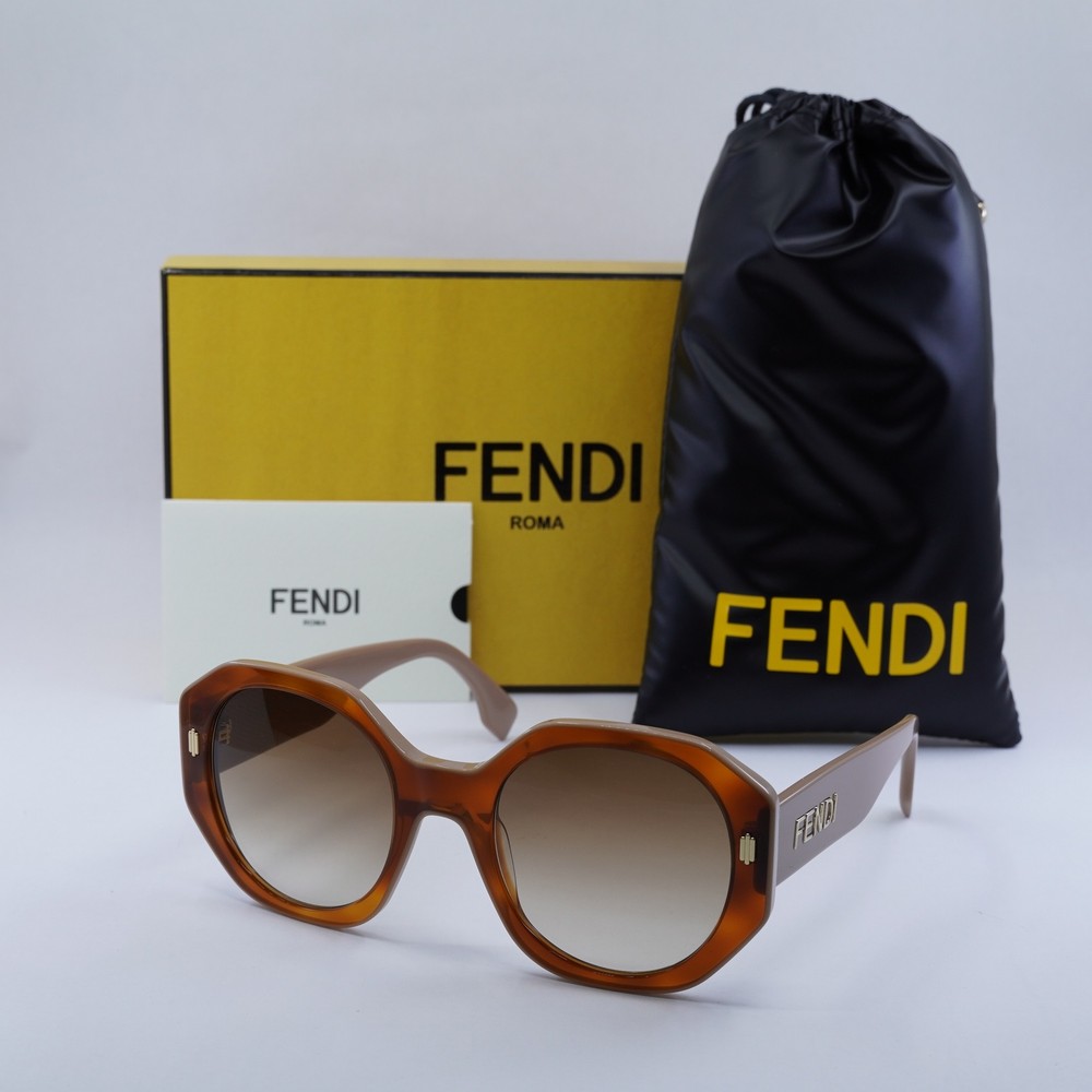 Fendi FE40045I 53F Light Havana Brown Gradient Sunglasses 54-23-145