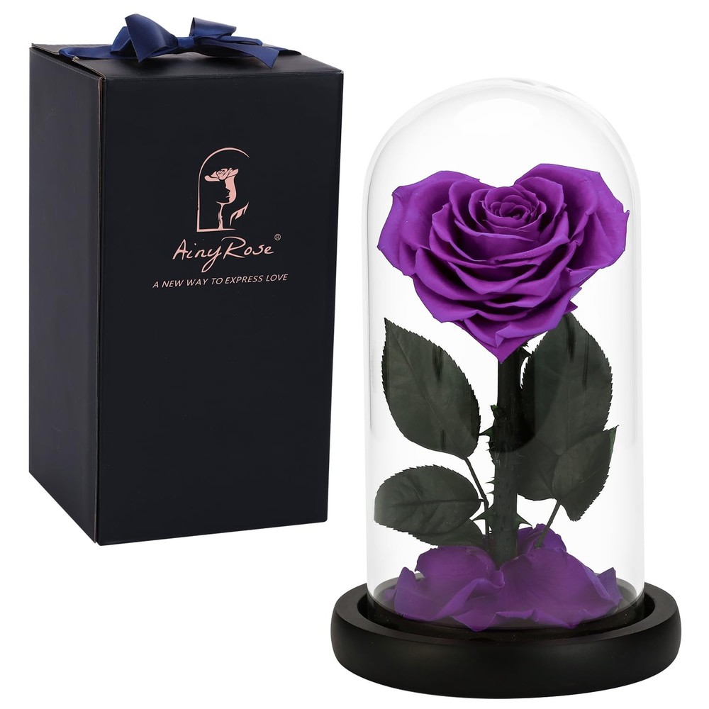 Forever Preserved Real Heart Rose Flower Birthday Gifts for Women,Valentines ...