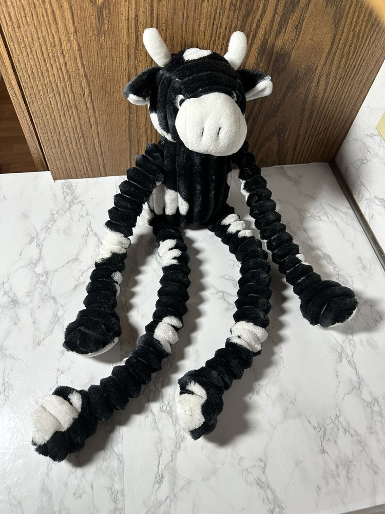 Patchwork Long Leg  Cow   Dog Squeaky Dog Toy 24”